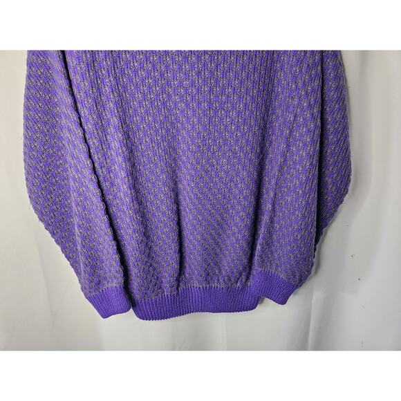 Vintage Hunter Glen Open Knit Sweater Large Purple Gray 1/4 Zip Lightweight - Picture 4 of 6